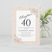 Elegant Floral 40. Geburtstag Einladung (Stehend Vorderseite)