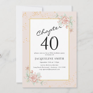 Elegant Floral 40. Geburtstag Einladung