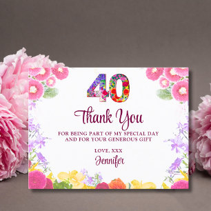 Elegant Floral 40. Geburtstag Party / 40 Vielen Da Postkarte