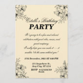 Elegant Floral 40th Birthday Invitation Template Einladung (Rückseite)