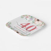 Elegant Floral 40th Wedding Anniversary Pappteller (Gewinkelt)