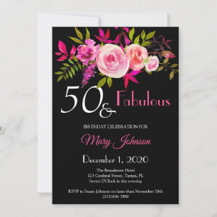 Elegant Floral 50 & fabelhafte Einladung zum Gebur