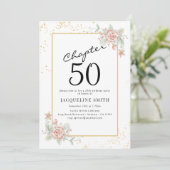 Elegant Floral 50. Geburtstag Einladung (Stehend Vorderseite)
