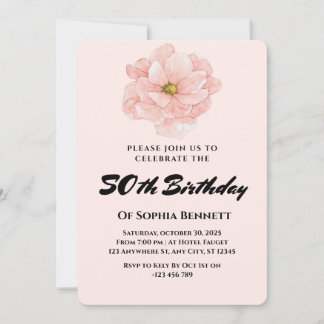 Elegant Floral 50. Geburtstag Einladung