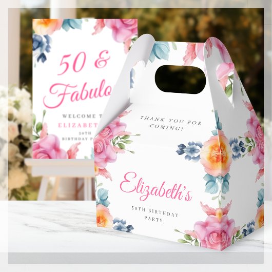 Elegant Floral 50. Geburtstag Gefallen Box Geschenkschachtel