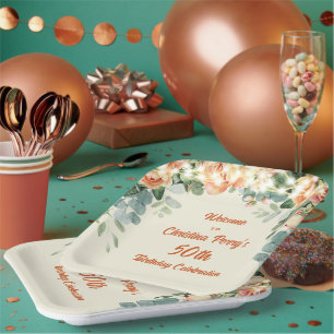 Elegant Floral 50. Geburtstag Papare Teller