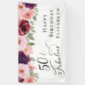 Elegant Floral 50. Geburtstagsparty Banner (Vertikal)