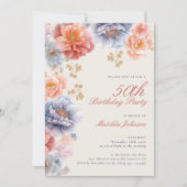 Elegant Floral 50. Geburtstagsparty Einladung (Vorderseite)