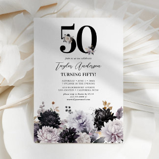 Elegant Floral 50. Geburtstagsparty Einladung