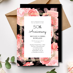 Elegant Floral 50. Hochzeitstag Einladung