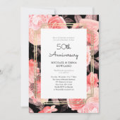 Elegant Floral 50. Hochzeitstag Einladung (Vorderseite)