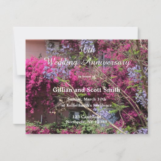Elegant floral 50. Hochzeitstag Einladung (Vorderseite)