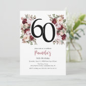 Elegant Floral 60. Geburtstag Einladung (Stehend Vorderseite)
