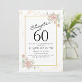 Elegant Floral 60. Geburtstag Einladung (Stehend Vorderseite)