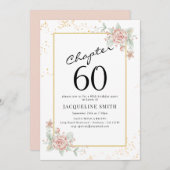 Elegant Floral 60. Geburtstag Einladung (Vorne/Hinten)