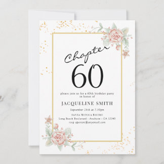 Elegant Floral 60. Geburtstag Einladung