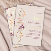 Elegant Floral 60. Geburtstag Folieneinladung