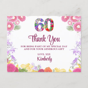 Elegant Floral 60. Geburtstagsparty / 60 Vielen Da Postkarte