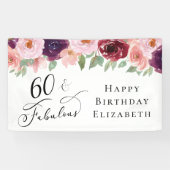 Elegant Floral 60. Geburtstagsparty Banner (Horizontal)