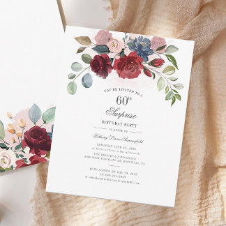 Elegant Floral 60. Geburtstagsparty Einladung