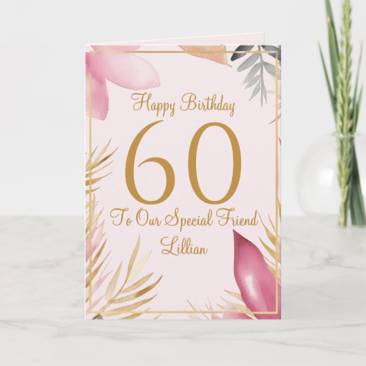 Elegant Floral 60th Birthday Card Karte (Vorderseite)