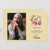 Elegant Floral 62. Geburtstag Dankeschön Karte (Vorne/Hinten)