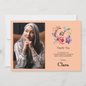 Elegant Floral 62. Geburtstag Dankeschön Karte (Vorderseite)