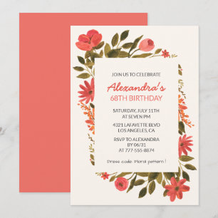 Elegant Floral 68. Geburtstag Einladungen Boho