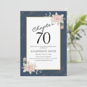Elegant Floral 70. Geburtstag Einladung (Stehend Vorderseite)
