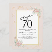 Elegant Floral 70. Geburtstag Einladung (Vorne/Hinten)