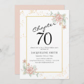 Elegant Floral 70. Geburtstag Einladung (Vorne/Hinten)