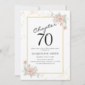 Elegant Floral 70. Geburtstag Einladung