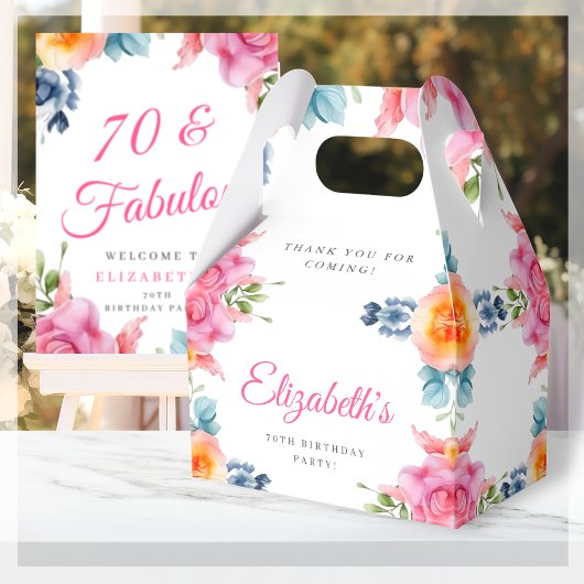 Elegant Floral 70. Geburtstag Gefallen Box Geschenkschachtel