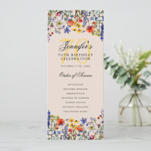 Elegant Floral 70. Geburtstag Programm Champagne