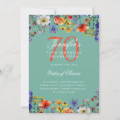 Elegant floral 70. Geburtstag Programm Menü Aquama (Vorderseite)