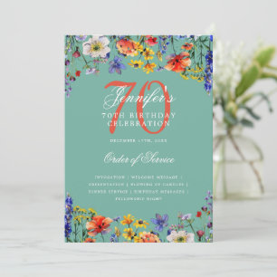 Elegant floral 70. Geburtstag Programm Menü Aquama