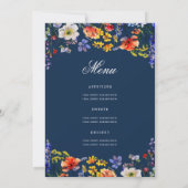 Elegant Floral 70. Geburtstag Programm Menu Navy (Rückseite)