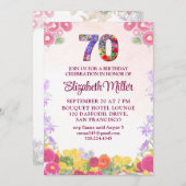 Elegant Floral 70. Geburtstagsfeier Einladung (Vorne/Hinten)