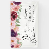 Elegant Floral 70. Geburtstagsparty Banner (Vertikal)