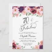 Elegant Floral 70. Geburtstagsparty Einladung (Vorderseite)