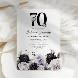 Elegant Floral 70. Geburtstagsparty Einladung