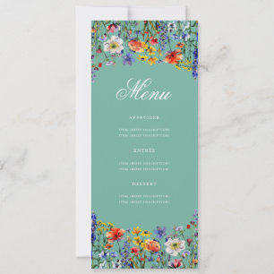 Elegant floral 70. Geburtstagsparty Menü Aquamarin Einladung
