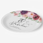Elegant Floral 70. Geburtstagsparty Pappteller (Schrägansicht)