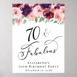 Elegant Floral 70. Geburtstagsparty Poster