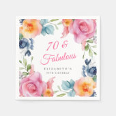 Elegant Floral 70. Geburtstagsparty Serviette (Vorderseite)