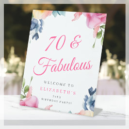 Elegant Floral 70. Geburtstagsparty Willkommen Sockelschild
