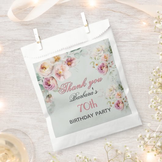 *Elegant Floral 70th Birthday  Geschenktütchen (Ausgeschnitten)