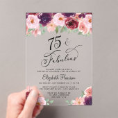 Elegant Floral 75. Geburtstagsparty Acryleinladungen (Insitu (Handheld))