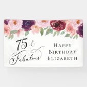 Elegant Floral 75. Geburtstagsparty Banner (Horizontal)