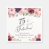 Elegant Floral 75. Geburtstagsparty Serviette (Vorderseite)